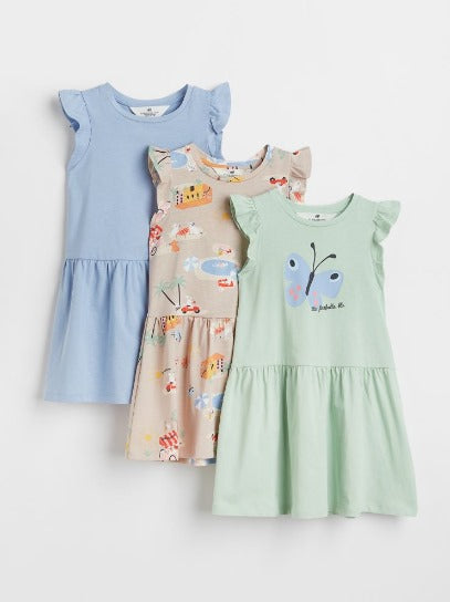 3 pack girls cotton dress